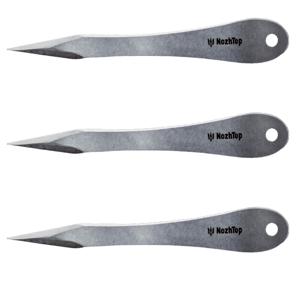Ensemble de 3 couteaux de lancer Stylos No-Spin – 250 mm (9,8 po), 235 g, acier à ressort poli par NozhTop