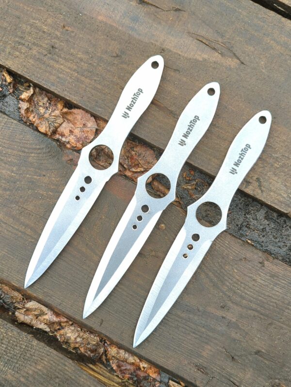 Set of 3 Kunai Skeleton Throwing Knives – 250mm (9.8in), 240g, Polished Spring Steel by NozhTop - Image 2