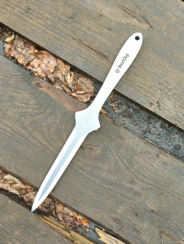 Squid No-Spin Throwing Knife – 300mm (11.8in), 330g, 8mm Thick, Carbon Steel, Stonewash by NozhTop – Image 2