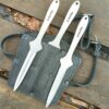 Squid Set of 3 No-Spin Throwing Knives with Sheath – 300mm (11.8in), 330g, 8mm Thick, Carbon Steel, Stonewash by NozhTop - Image 2