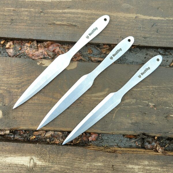 Lider Set of 3 Throwing Knives – Black Leather Sport Sheath Included, 10.6in (270mm), Swedish Spring Steel by NozhTop – Image 3