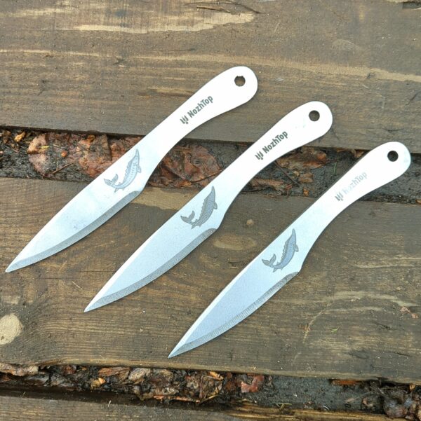 Osetr Set of 3 Throwing Knives – 9.8in (250mm), 260g, Swedish Spring Steel NozhTop – Image 3