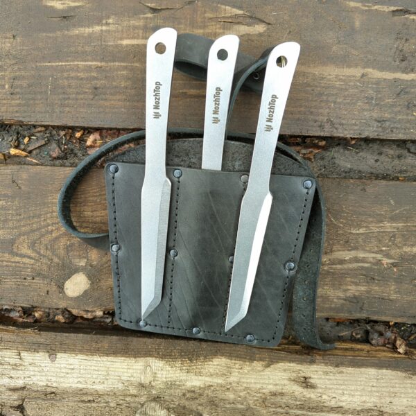 Gift Set – 3 Tantogator Throwing Knives + Leather Sheath by NozhTop – Image 2