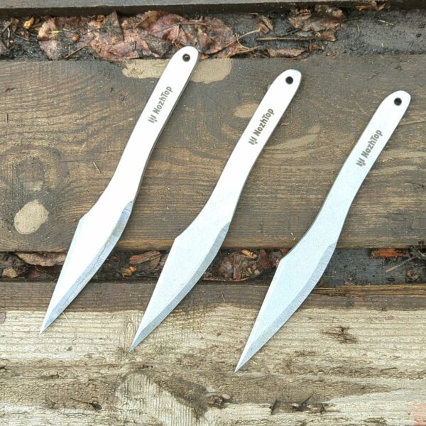 Gift Set: 3 Hawk No-Spin Throwing Knives (250mm, 210g, 6mm) + Leather Sheath by NozhTop – Image 3