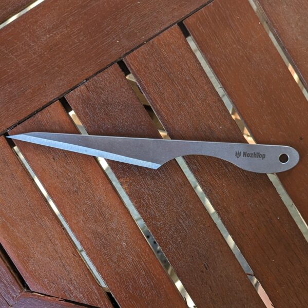 Hornet No-Spin Throwing Knife – 250mm (9.8in), 245g, 8mm Carbon Steel, Stonewash Finish by NozhTop – Image 2