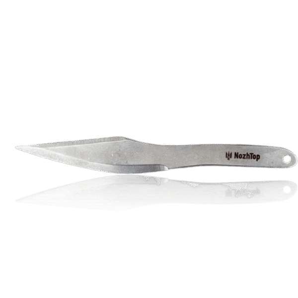 Howk throwing knife with aerodynamic curved profile and center-balanced design – ideal for instinctive and no-spin throwing