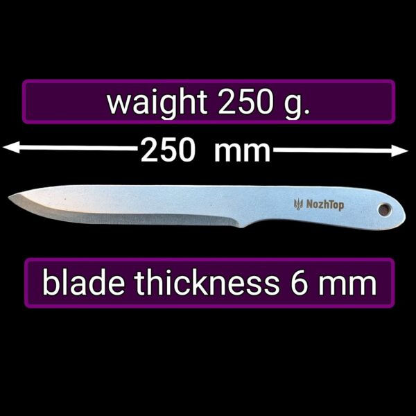 Freeknife M2 Throwing Knife – 250mm (9.2in), 250g, Polished Spring Steel by NozhTop – Image 4