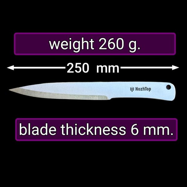 Set of 3 Combat M Throwing Knives – 250mm, Polished Carbon Steel, No-Spin by NozhTop – Image 4