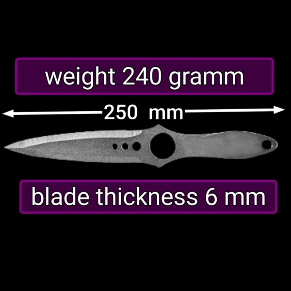 Kunai Skeleton Throwing Knife – 250mm (9.8in), 240g, Polished Spring Steel by NozhTop – Image 4