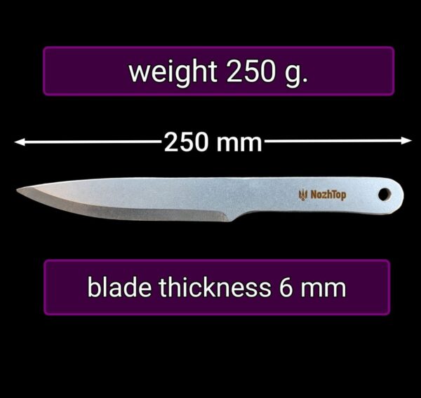 Primus Throwing Knife – Flat-Handled, 9.8in (250mm), Swedish Spring Steel by NozhTop – Image 4