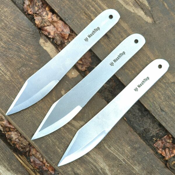 Set of Three Falcon Throwing Knives – 250mm (9.8in), 320g, 6mm, Swedish Spring Steel, Polished Finish by NozhTop – Image 2