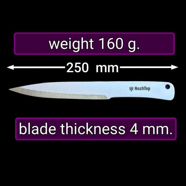 Combat Mini No-Spin Throwing Knife – 250mm (9.8in), 160g, 4mm Thick, Carbon Steel by NozhTop – Image 4